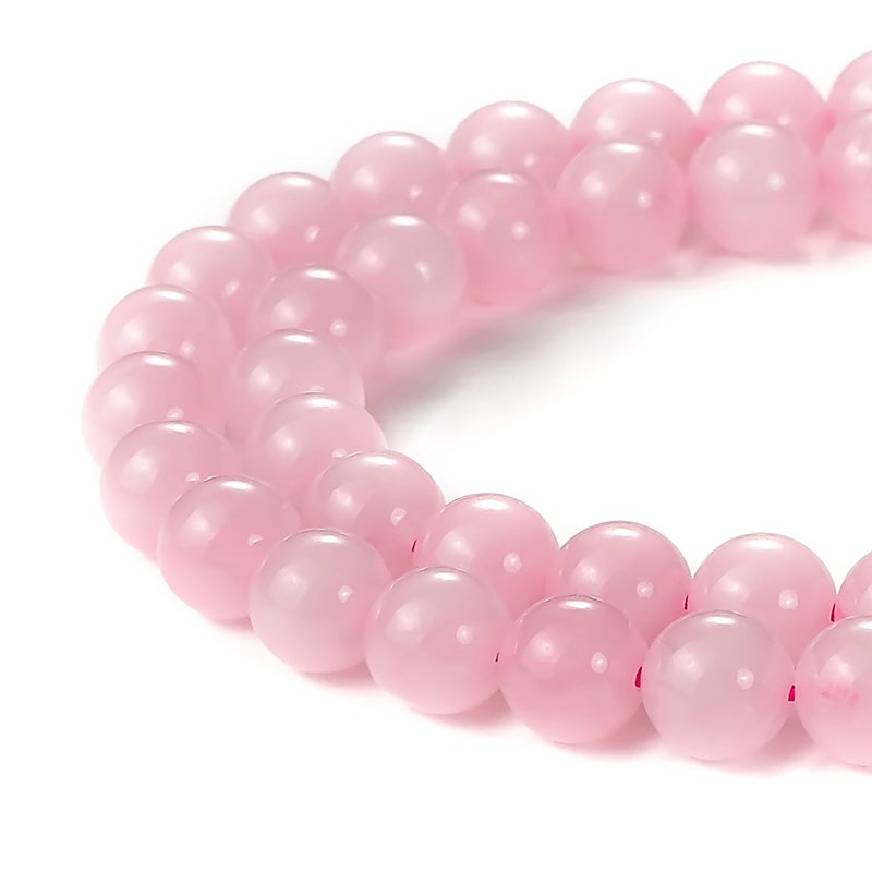 BEADNOVA Natural Rose Quartz Beads Natural Crystal Beads Stone Gemstone Round Loose Energy Healing with Crystal Stretch Cord for Jewelry Making (8mm, 45-48pcs) - Image 1